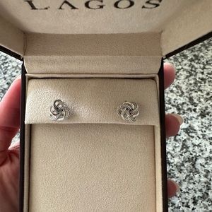 LAGOS Small Silver Love Knot Stud Earrings